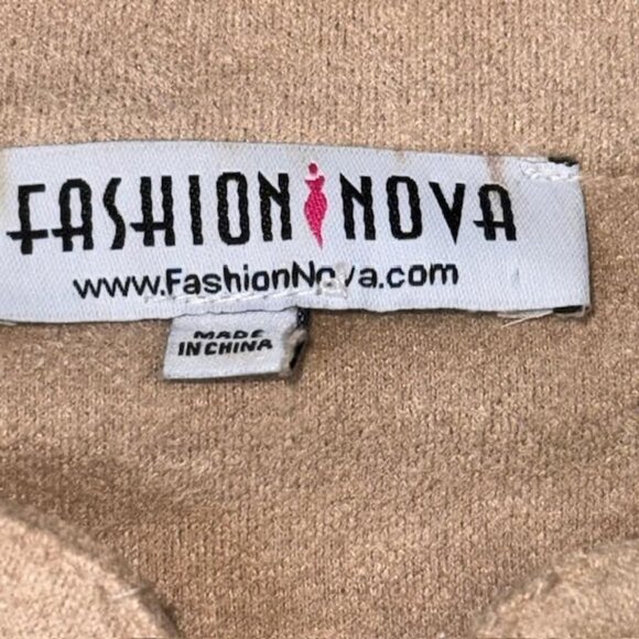Fashion Nova Women's Vegan Suede Stretch Jacket Full Zip Pockets Tan SZ 1X - Picture 8 of 9